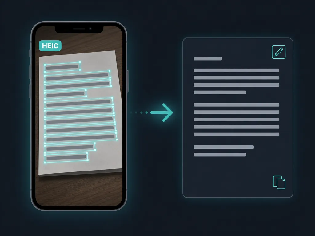 HEIC to Text: an example converted to editable text on-device with SafeOCR