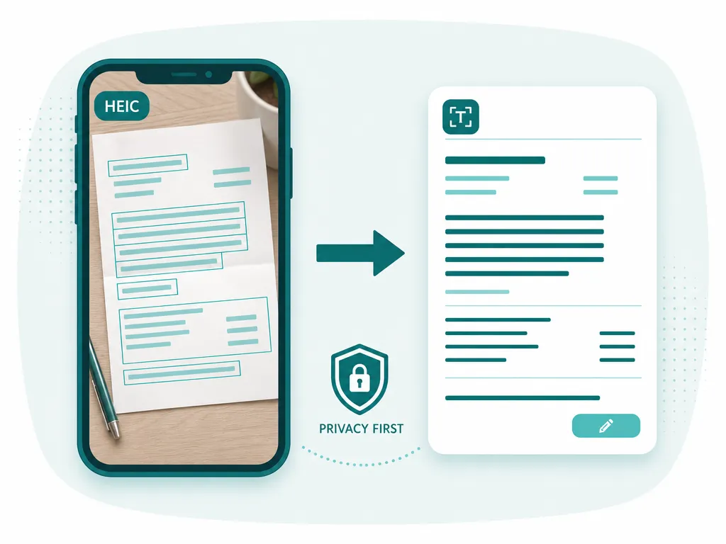 HEIC to Text: an example converted to editable text on-device with SafeOCR